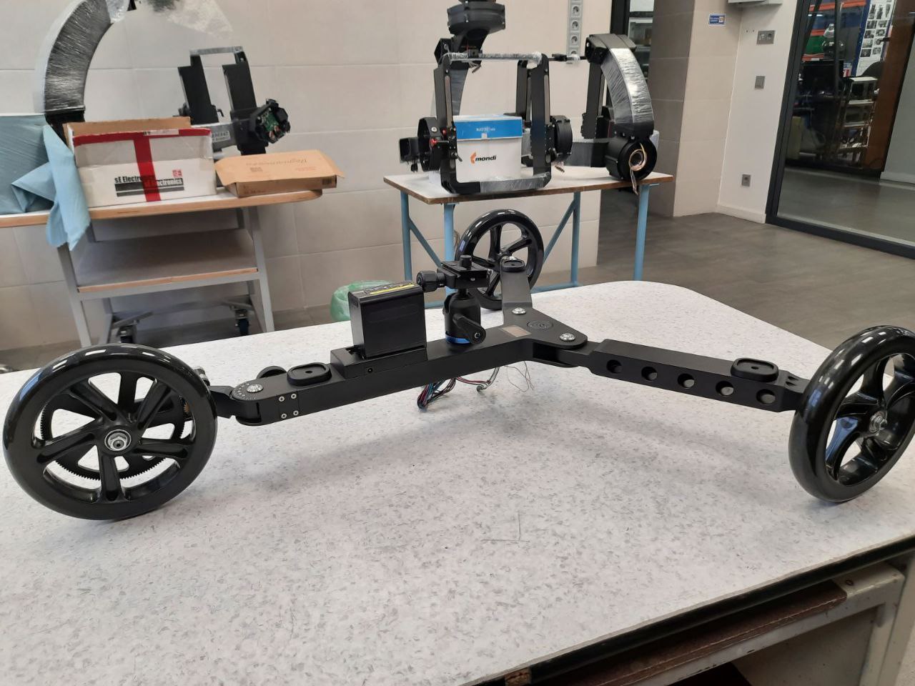 Final assembly of the first market-ready Hyperdolly at the world-renowned Filmotechnic facility.