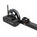 Hyperdolly HY-01 motor assembly highlighting the high-torque belt drive and Sony NP-F battery mount.