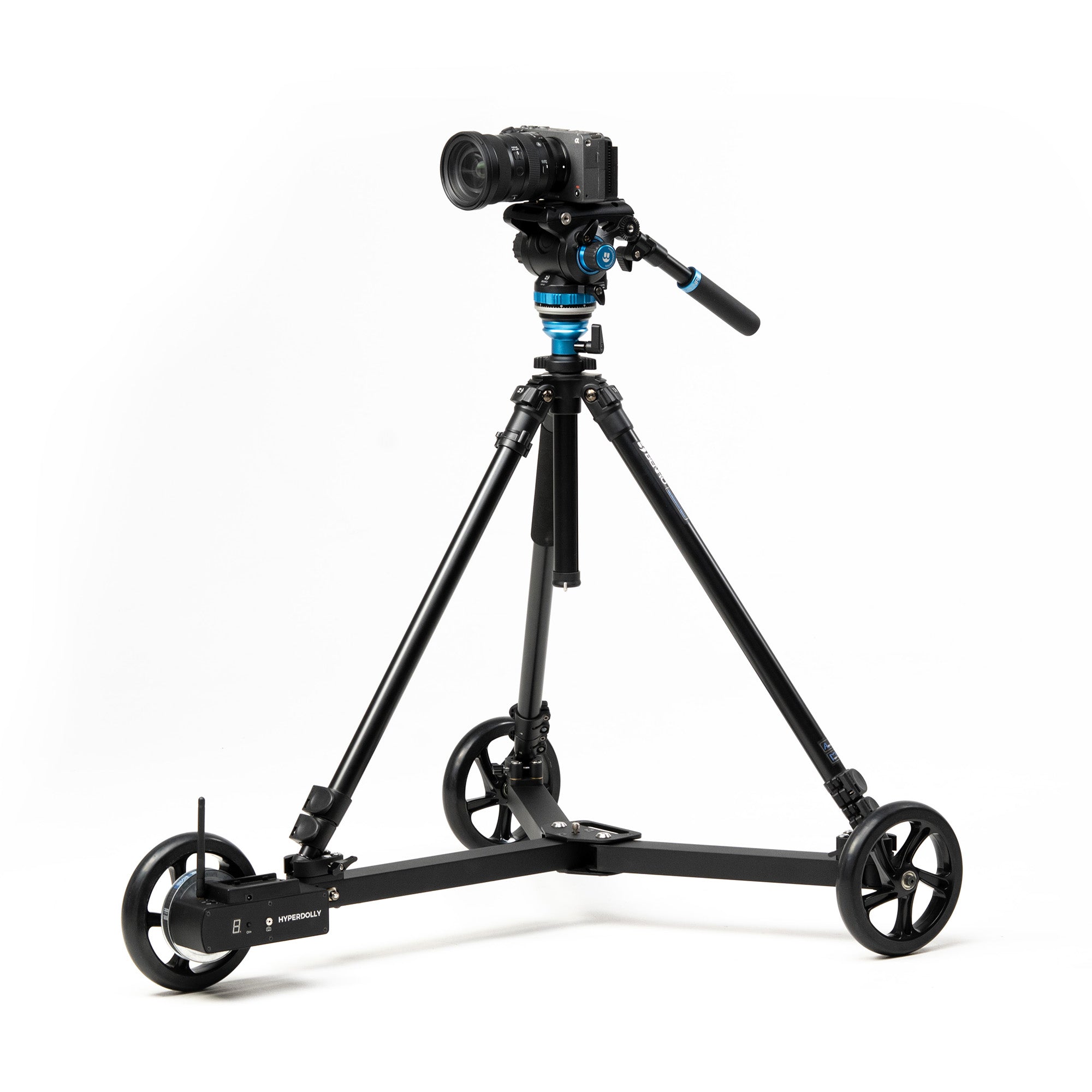 Sony FX3 cinema camera mounted on a Benro tripod and Hyperdolly HY-01