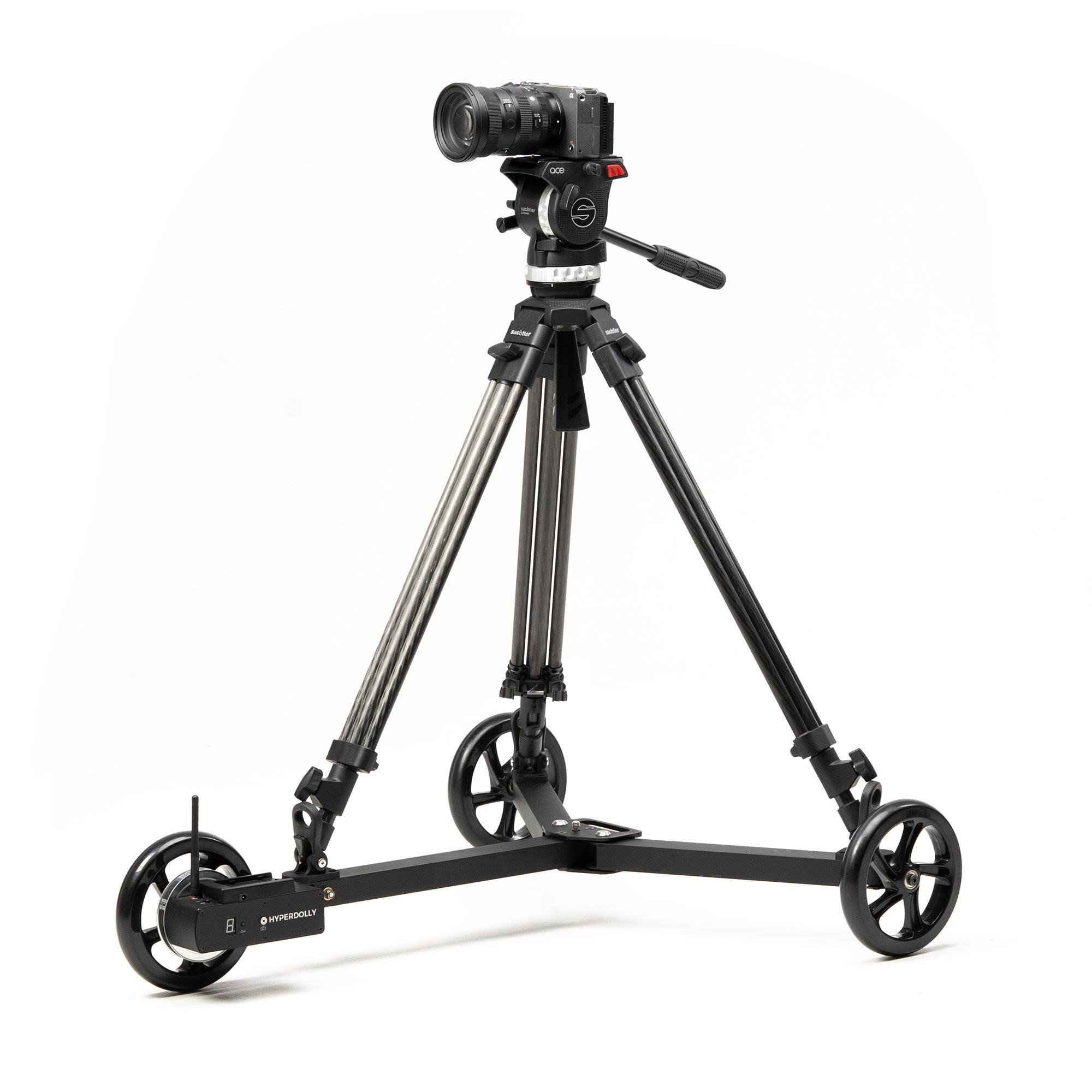 Sony FX3 cinema camera mounted on a Sachtler Ace tripod and Hyperdolly HY-01